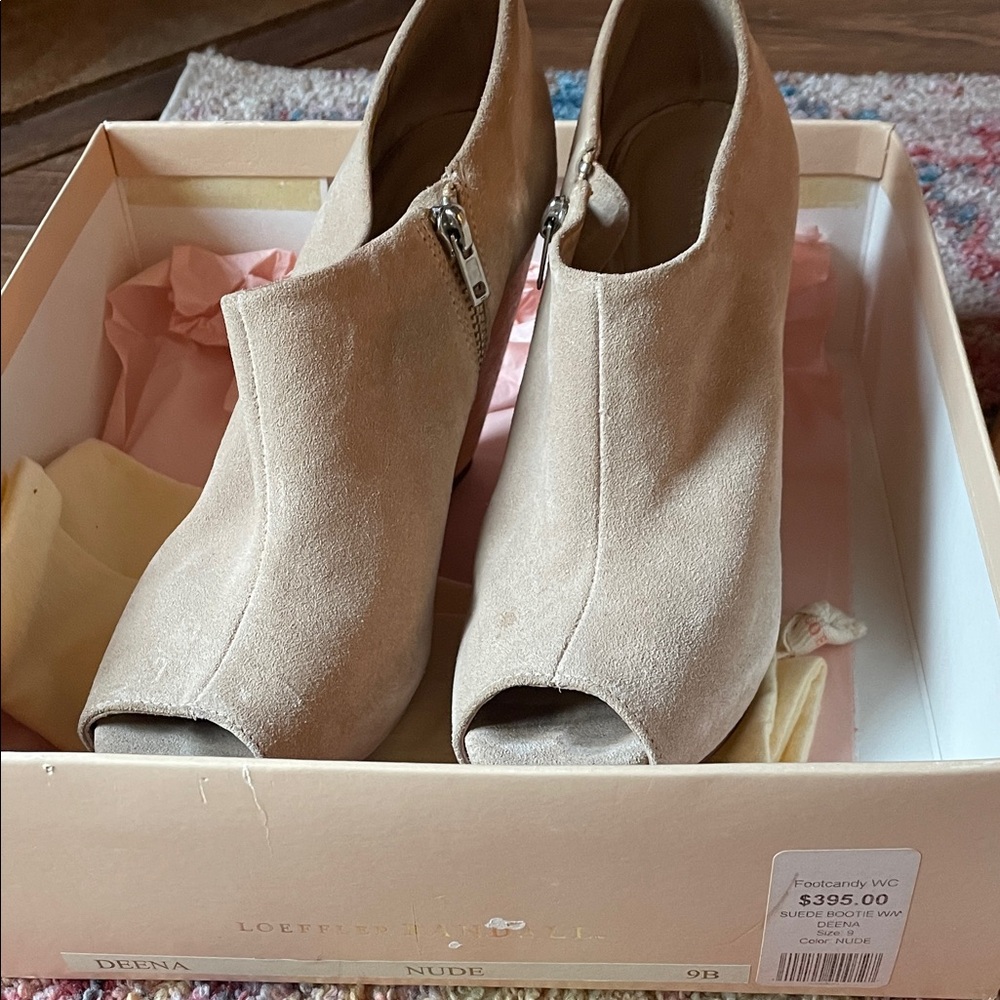 Loeffler Randall Nude Peep Toe Ankle Booties